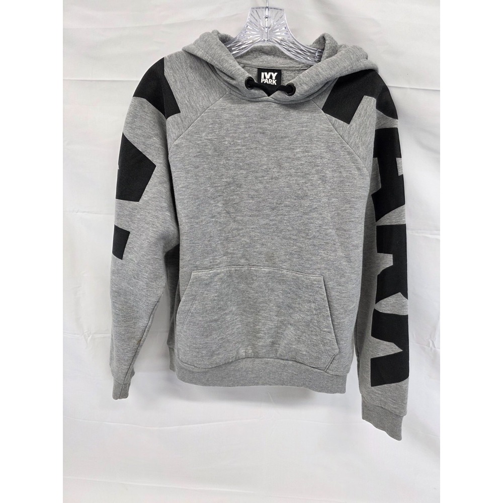 Ivy Park Gray Pullover Hoodie Black Sleeve Graphic Logo Mens Small S